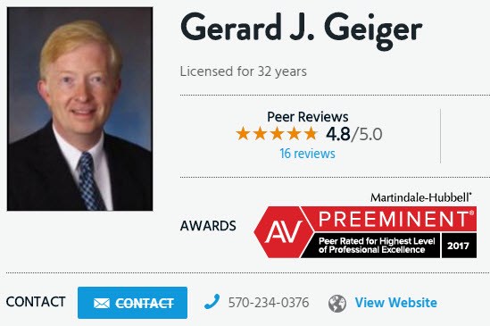 Gerard J. Geiger Licensed for 32 years Peer Review 4.8/5.0